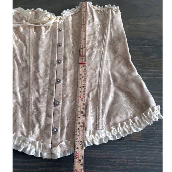 Ivory‎ Satin Bustier Corset Top Lace-Up Back Burlesque Inspired Womens Size L - Picture 5 of 6